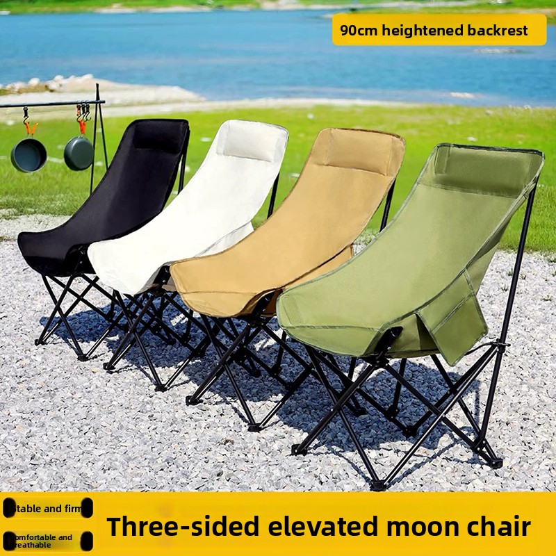 Outdoor Camping Chairs Folding - 厚みのある屋外折りたたみ椅子、ポータブルムーンキャンプチェア、強化フレーム付き折りたたみ式カートテントチェア（山用）