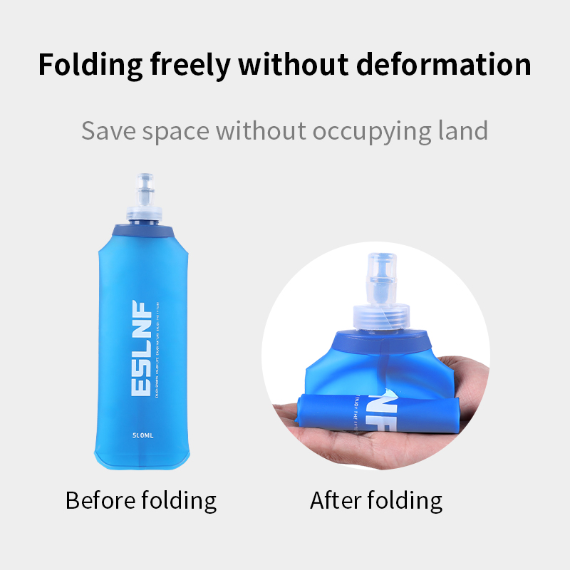 Outdoor Camping Water Tank - 500ml折りたたみ式ウォーターボトル ソフトフラスク BPAフリー 折りたたみ式TPU アウトドアスポーツ ポータブルウォーターバッグ