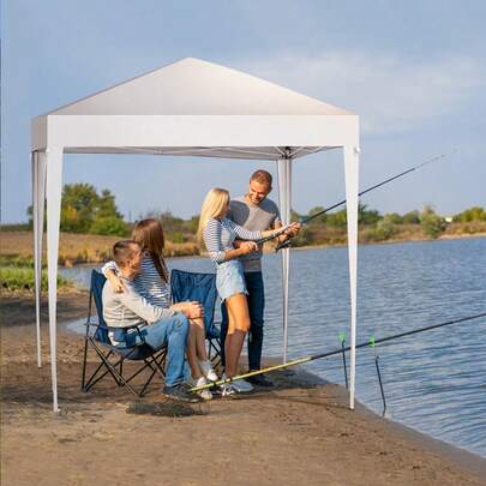 Outdoor Camping Gazebo - 6.5x6.5フィート ポップアップキャノピーテント アウトドアインスタントシェルター 折りたたみ式ポータブルガゼボ キャンプ パティオ