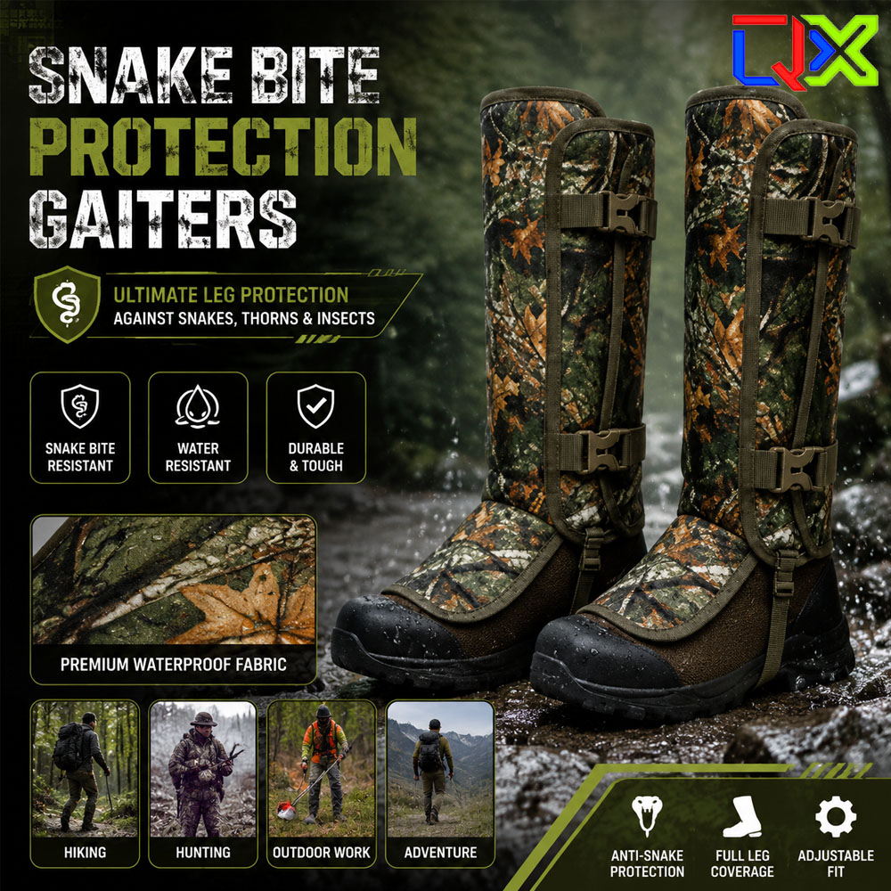 Trekking Gaiters - QXタクティカルカモスネークゲイター 防水レッグガード PE保護ボード付き アウトドアハンティングハイキングトレッキングギア
