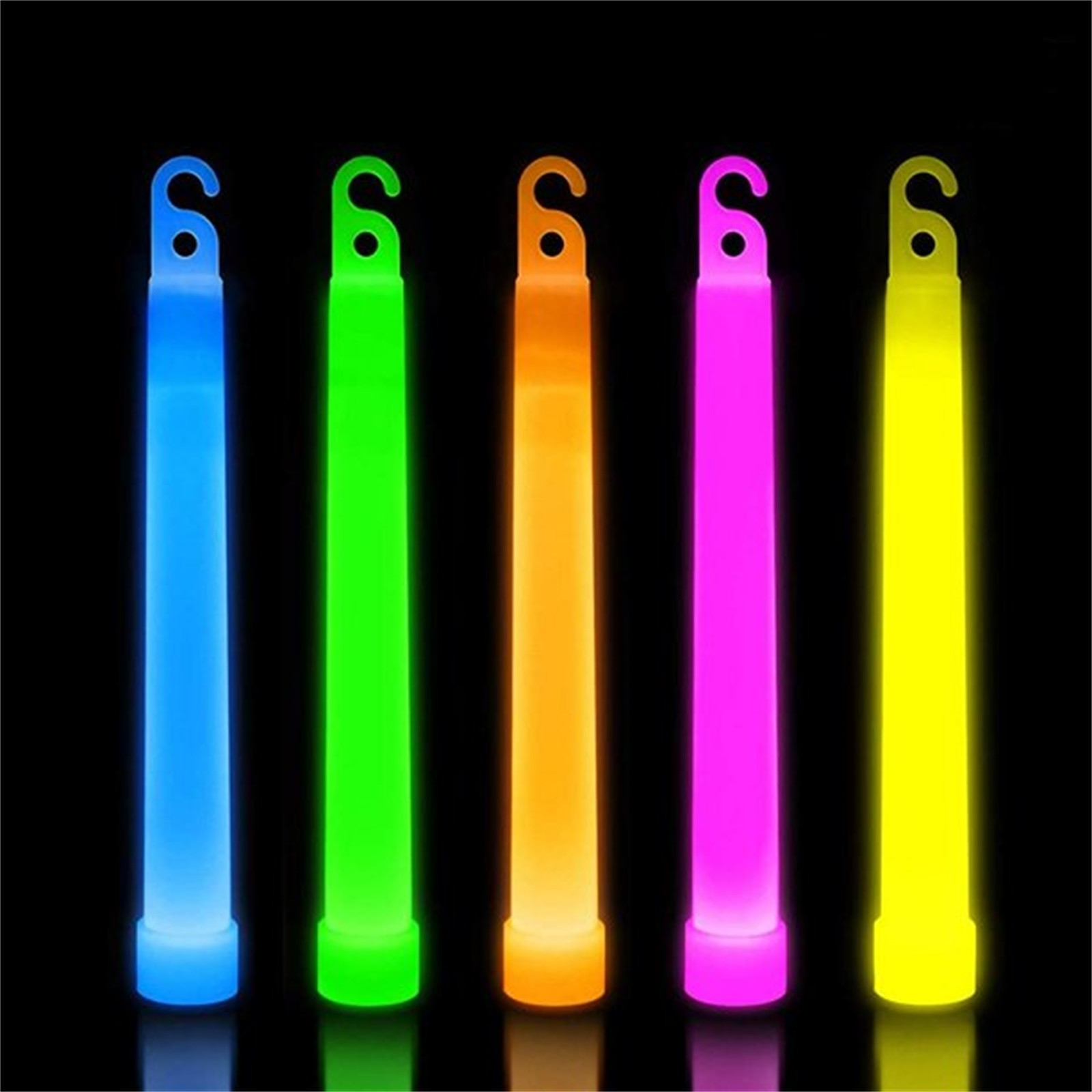 Glow Sticks Survival - フック付きグロー蛍光灯スティック、ハイキング、キャンプ、コンサートパーティー用の屋外非常灯、6インチ、5個