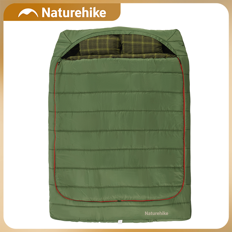 Ultralight Sleeping Bag - ネイチャーハイク エクストラワイド ダブル寝袋 2‑6 ℃ フランネル裏地付き4層構造の取り外し可能なキャンプ用寝袋（カップル用アウトドアキャンプ向け）