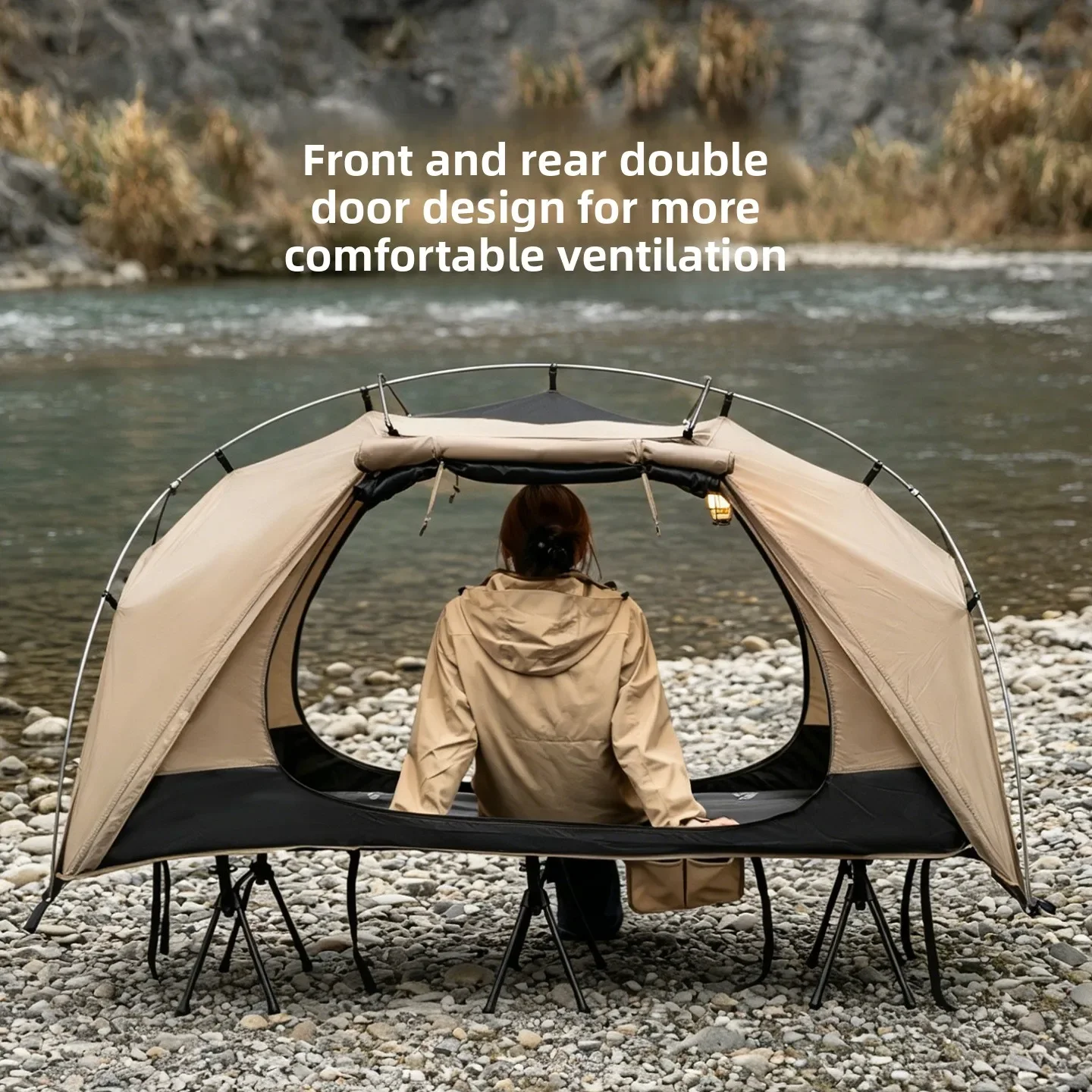Outdoor Camping Gazebo - MOUNTAINHIKER アウトドアキャンプベッドテント家具 軽量防水シングルレジャーキャンプテントオーニングキャノピー 旅行ピクニック用