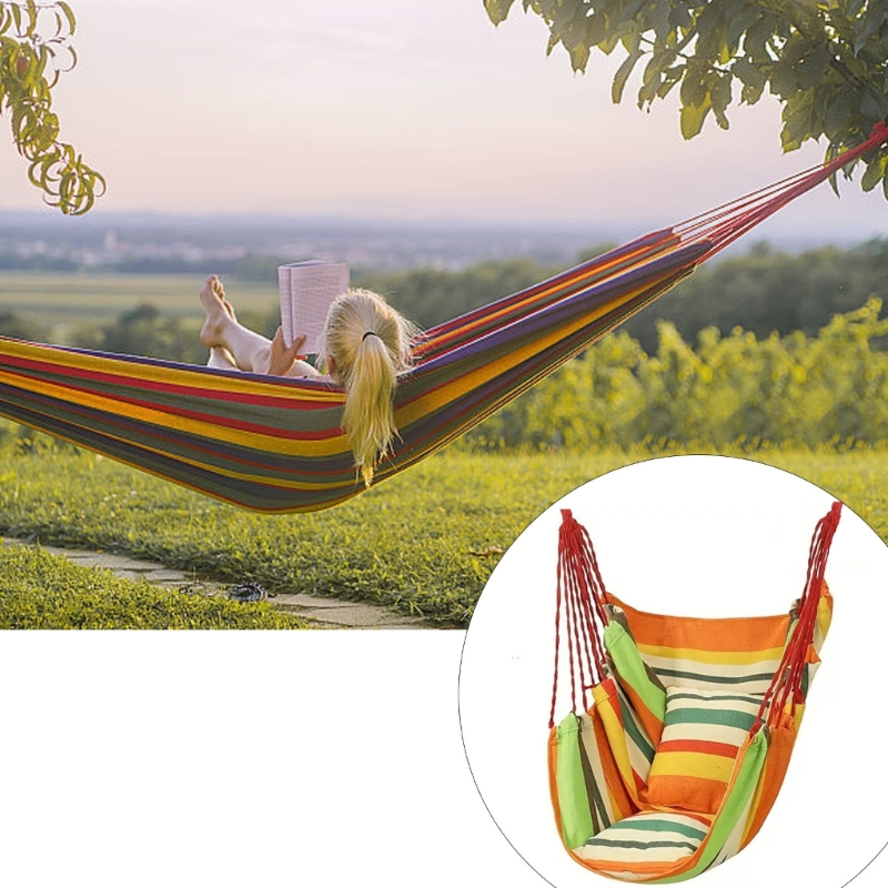 Outdoor Camping Decke - 人間工学に基づいた吊り下げ椅子取り外し可能な枕とキャリーバッグ付き強力な金属フレームスイングベッドデッキポーチ用高品質