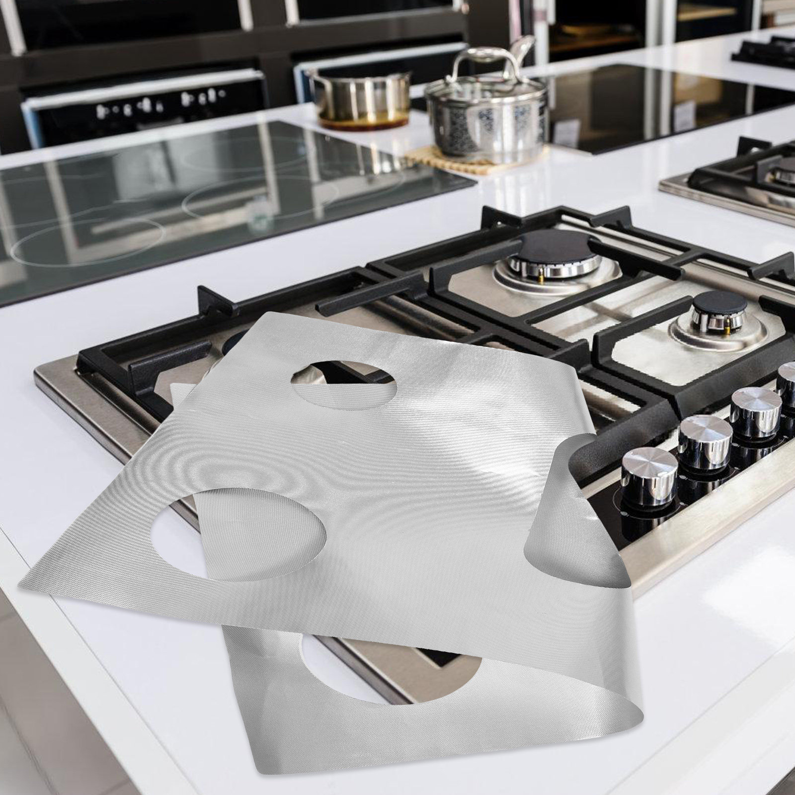 Outdoor Camping Kitchen - ガスコンロバーナープロテクター 耐熱ストーブトップカバー 洗えるガスバーナーストーブクックトッププロテクターマット アウトドアキャンプキッチン用