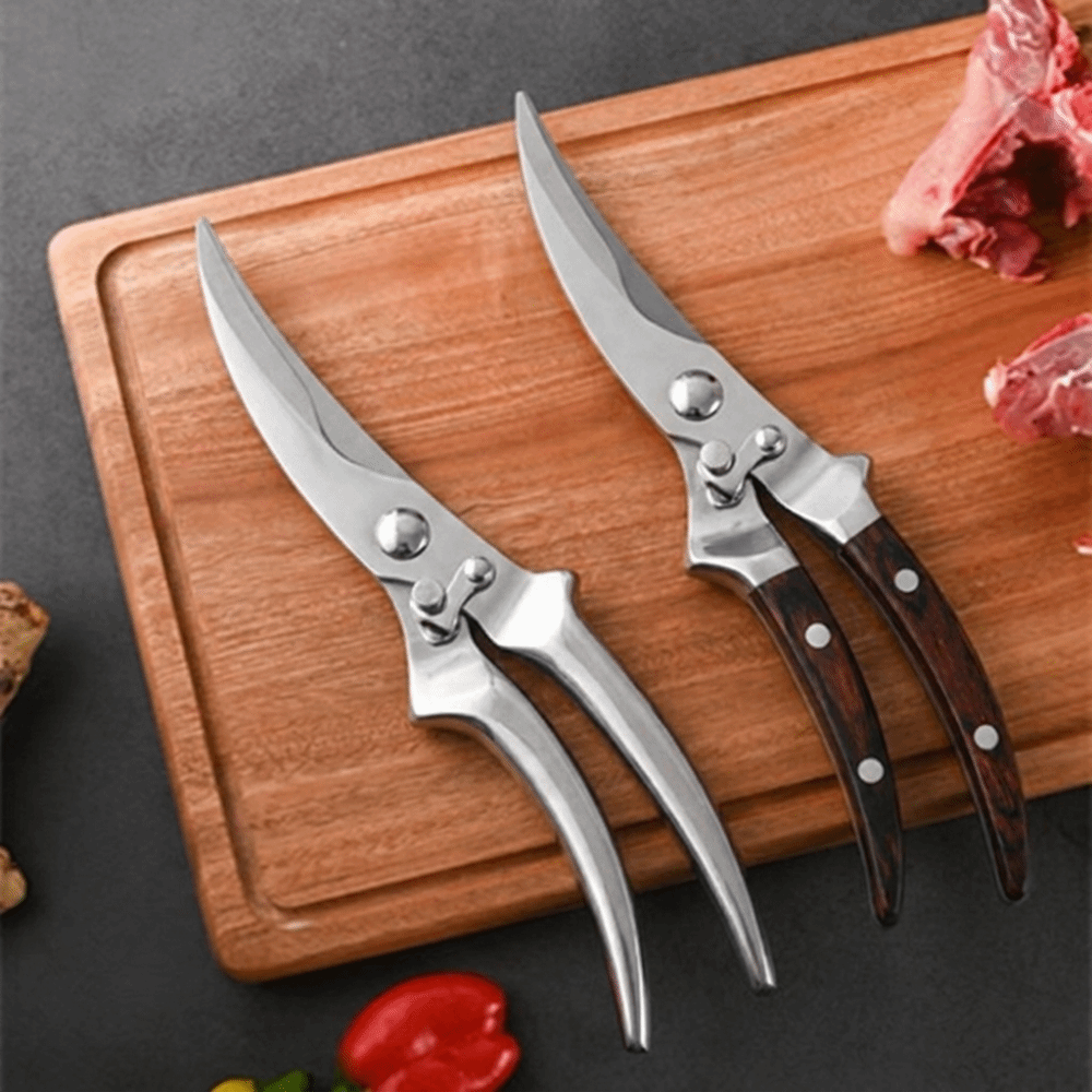 Outdoor Camping Kitchen - ステンレス製キッチンハサミ 鋭利で人間工学に基づいた鶏骨ハサミ 多機能省力フードシザー アウトドアキャンプ用