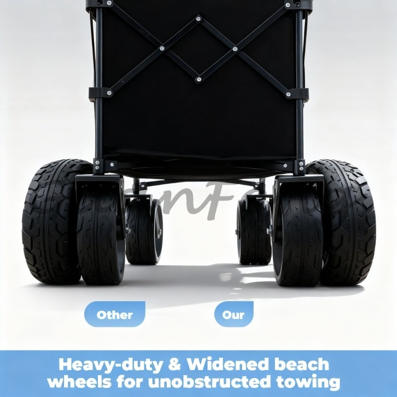 Outdoor Camping Vehicle Wagon - 多用途折りたたみ式ステーションワゴン、伸縮式ハンドル付き、ビーチやキャンプなどのアウトドアアクティビティに最適なユーティリティ車両