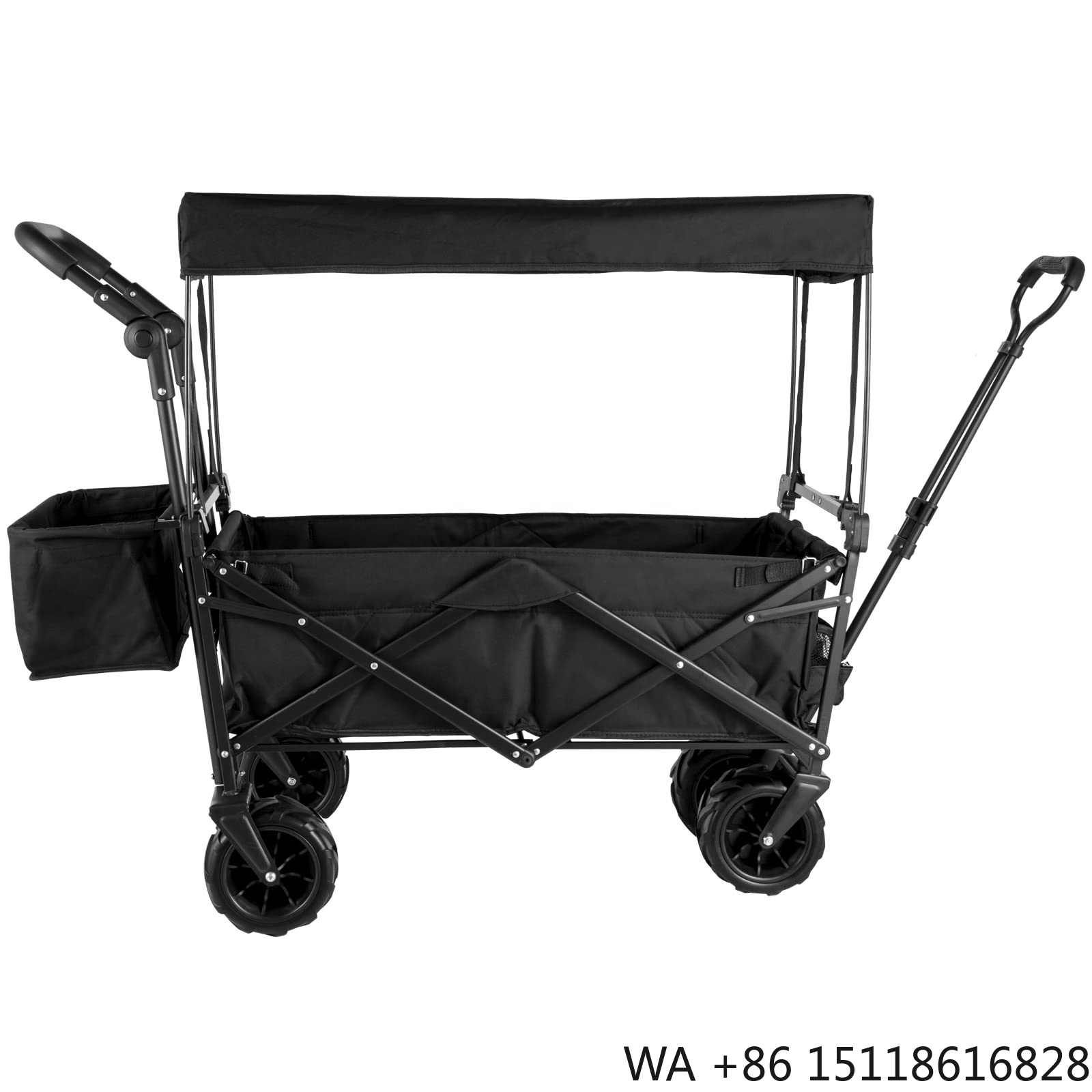 Outdoor Camping Wagon - 屋外キャンプ用折りたたみ式ユーティリティカート、折りたたみ式キャノピーとカップホルダー付きカート、折りたたみ式トロリー