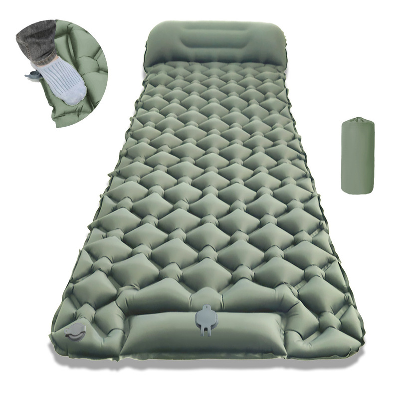 Outdoor Camping Gazebo - 自動膨張式フットプレスキャンプマット厚い TPU 耐湿性ポータブルシングル折りたたみスリーピングパッドピクニックテントバックパック用