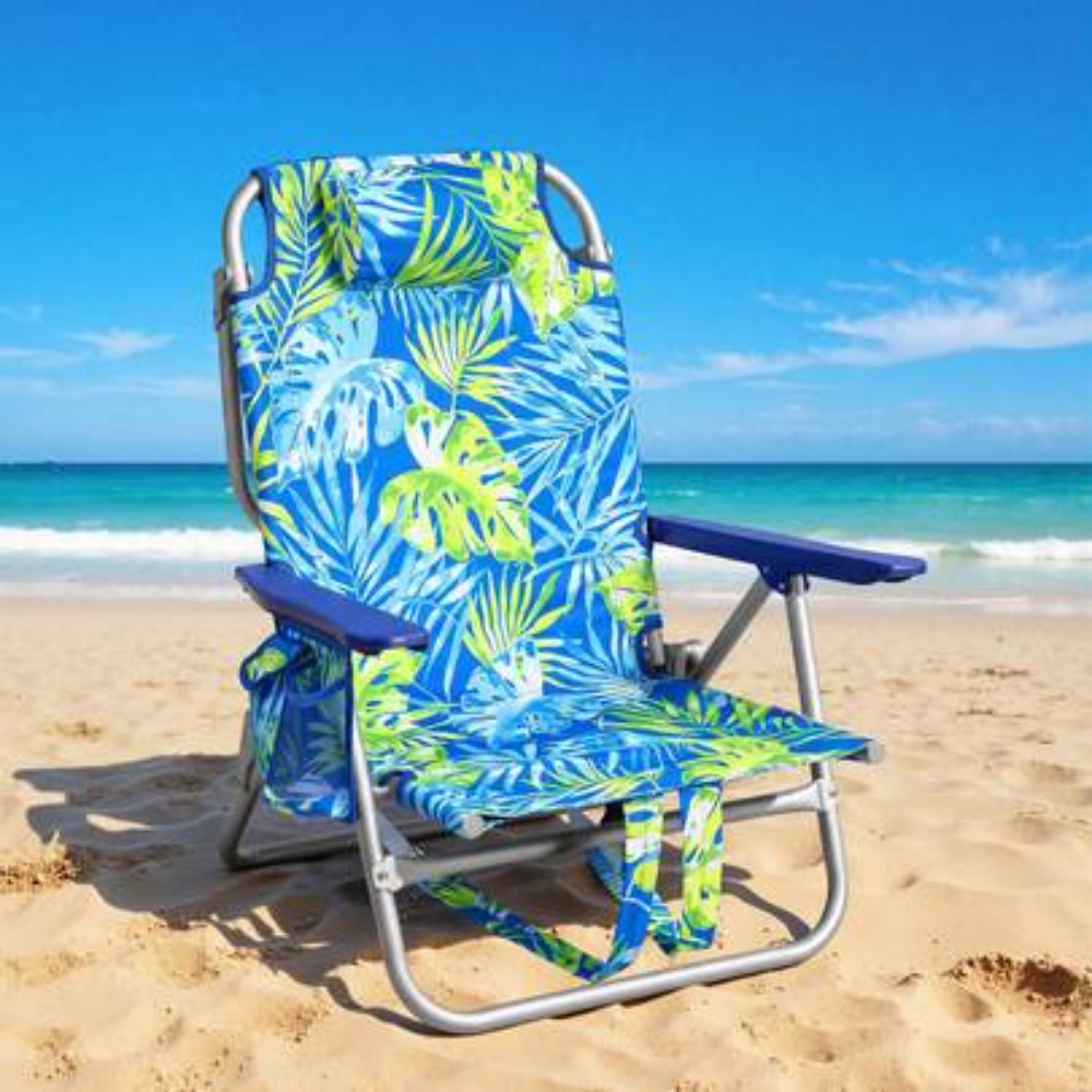 Outdoor Camping Recliner - 大人用折りたたみ式バックパックビーチチェア、ヘッドレスト、タオルラック、カップホルダー、サイドポケット付き、耐荷重300ポンド、屋外旅行、ピクニック、コンサート、ハイキングに最適な軽量ポータブルキャンプチェア、4段階リクライニング、スチールフレーム、キャリーバッグ付き