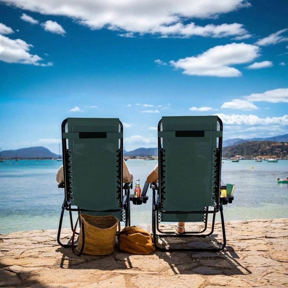調節可能な折りたたみ式アウトドアラウンジチェア、枕とカップホ - Outdoor Camping Decke のレビューと価格