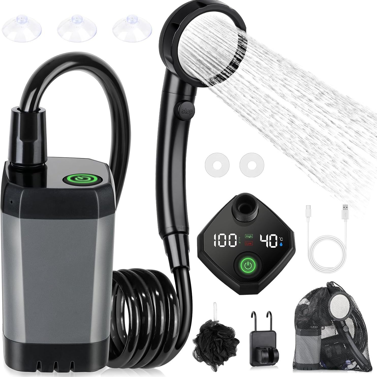 ポータブル電動式自吸式屋外シャワー、シンプルモバイルシャワー - Outdoor Camping Shower のレビューと価格