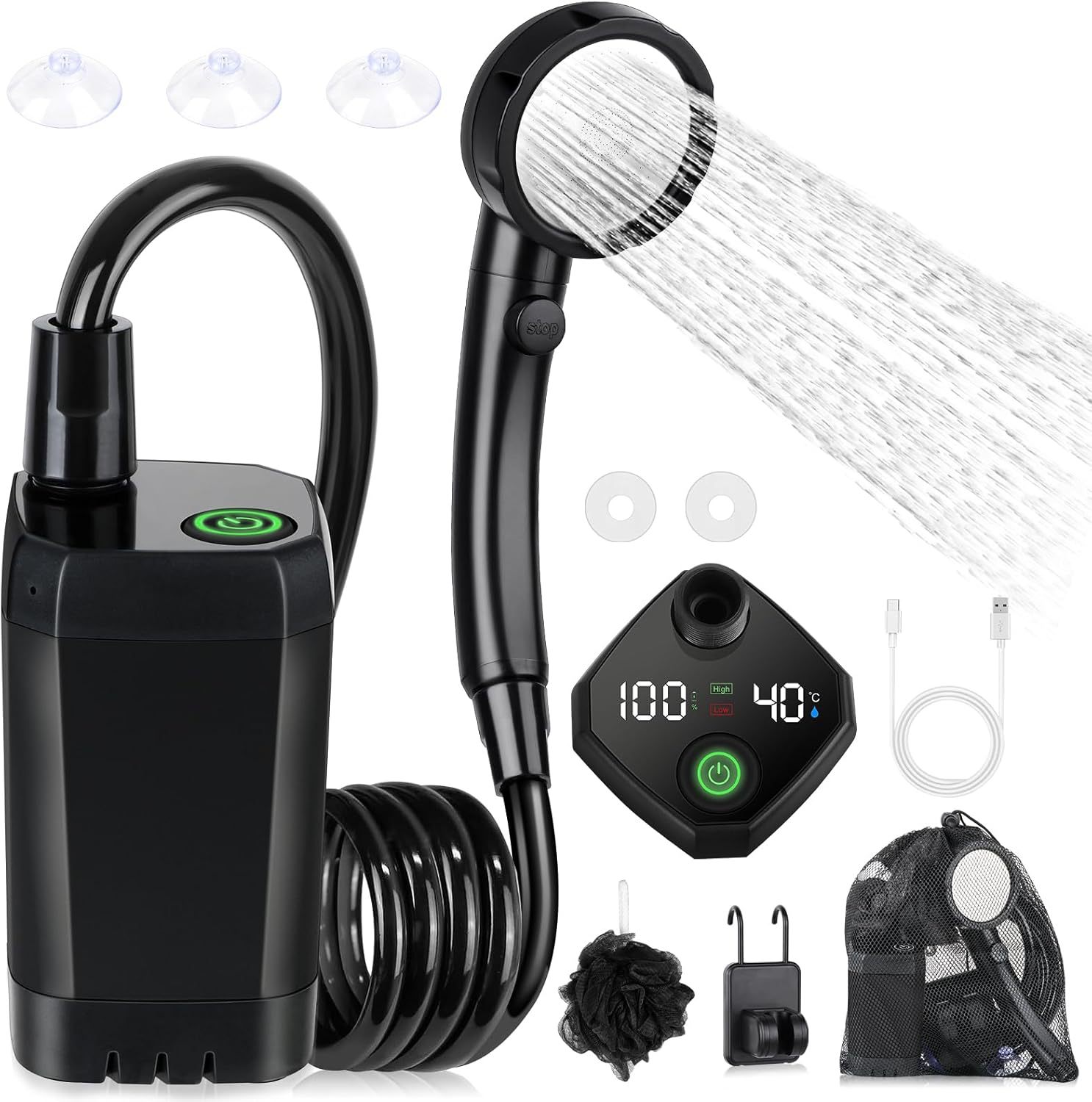 ポータブル電動式自吸式屋外シャワー、シンプルモバイルシャワー - Outdoor Camping Shower のレビューと価格