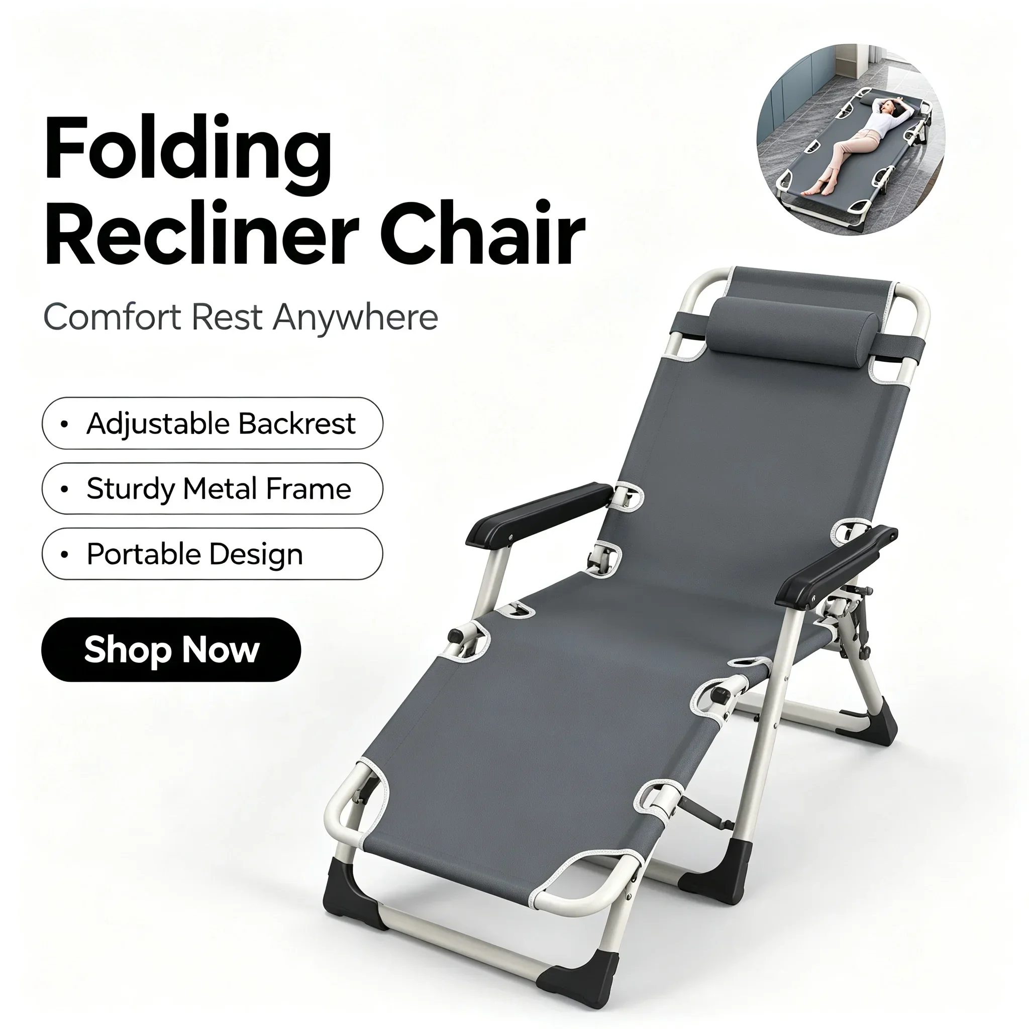 オフィスランチ用折りたたみラウンジチェア、二通りの使い方がで - Outdoor Camping Recliner のレビューと価格