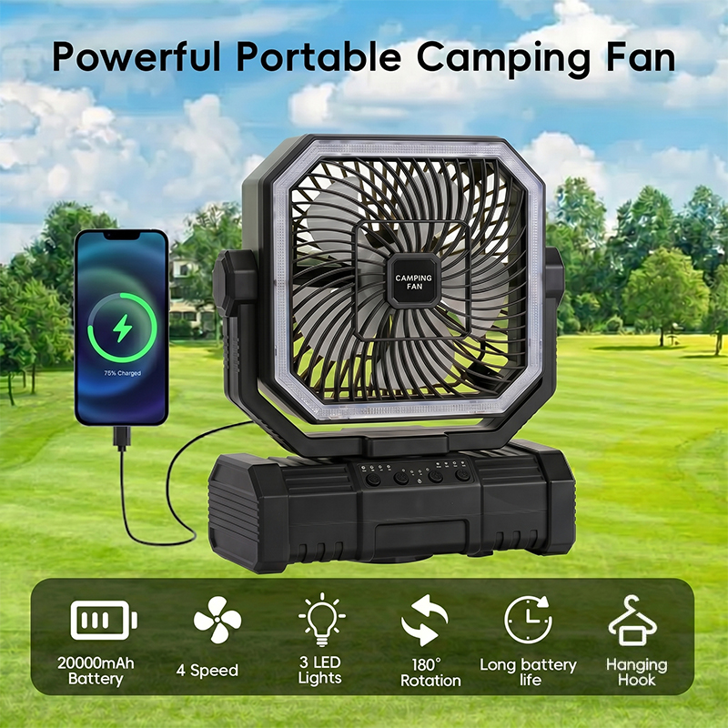 20000mAh キャンプ用天井ファン 充電式バッテリー駆動 - Outdoor Camping Gazebo のレビューと価格