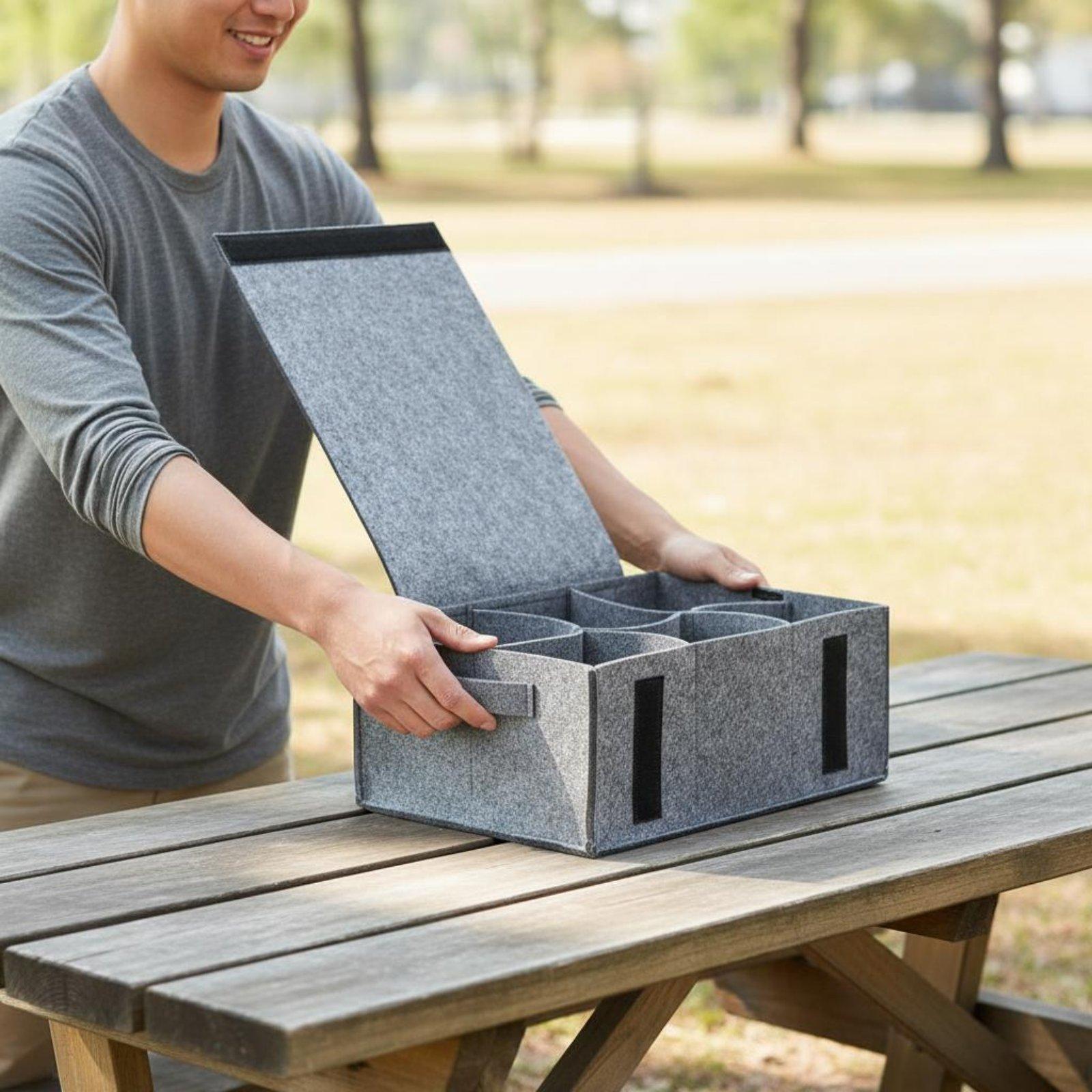 家庭用フェルト製収納ポーチ ポータブル食器キャリア キャンプ - Outdoor Camping Kitchen のレビューと価格