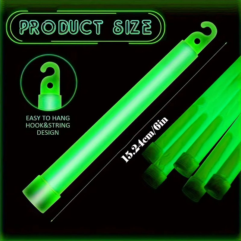 6/12個入り LEDグロースティック フック付き 6インチ - Glow Sticks Survival のレビューと価格