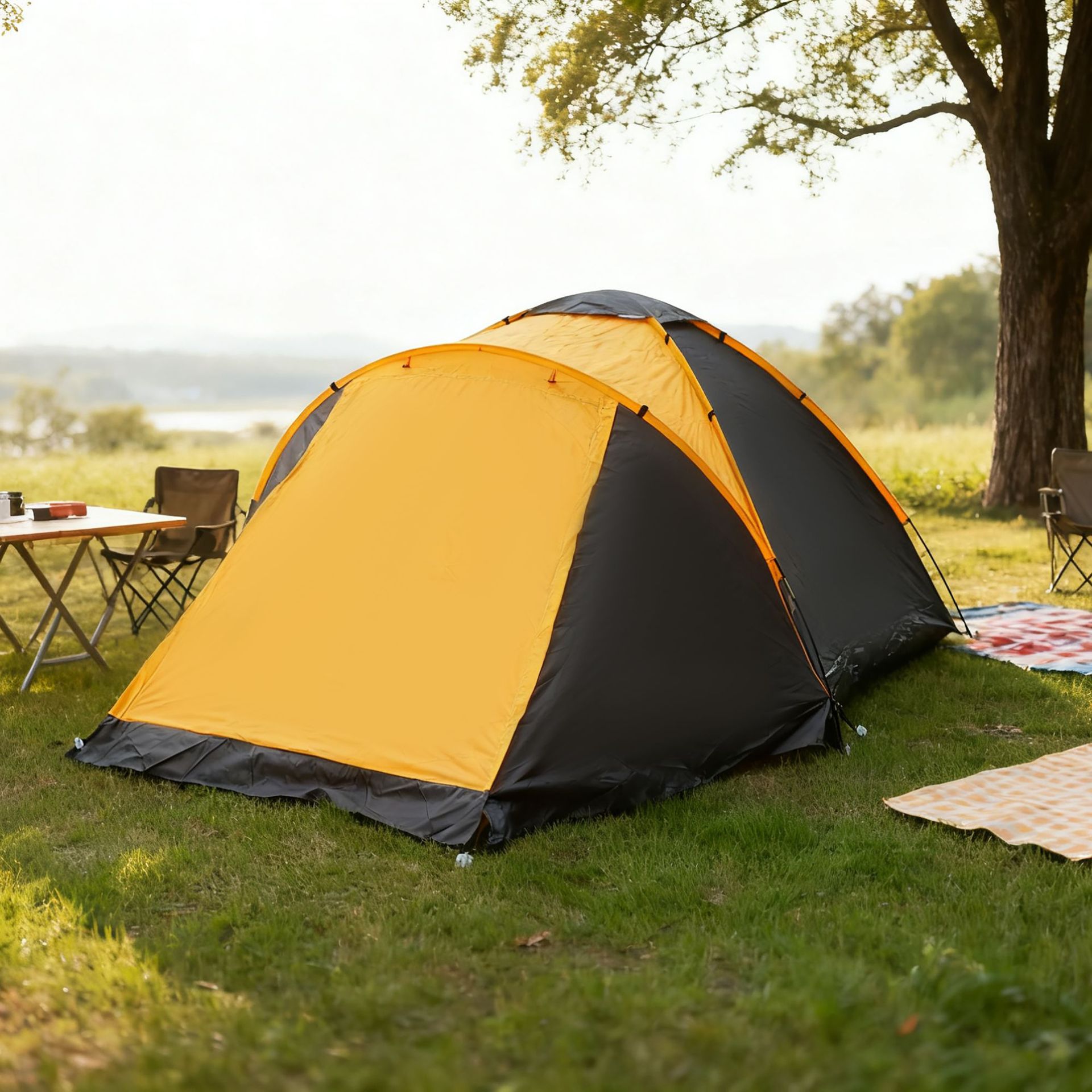 グラスファイバーポール付き屋外キャンプテント、伸縮式二層構造 - Outdoor Camping Furniture のレビューと価格