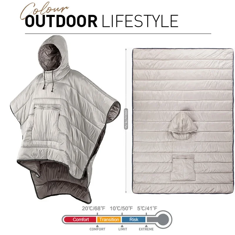 アウトドアキャンプ用の超軽量コットンウェアラブル寝袋ポンチョ - Ultralight Sleeping Bag のレビューと価格