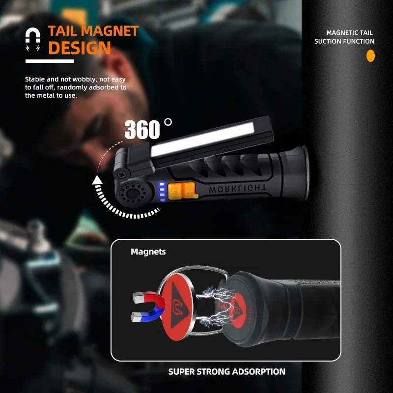 充電式 LED 懐中電灯 マグネットとフック付き、作業現場の - Outdoor Camping Jobs のレビューと価格