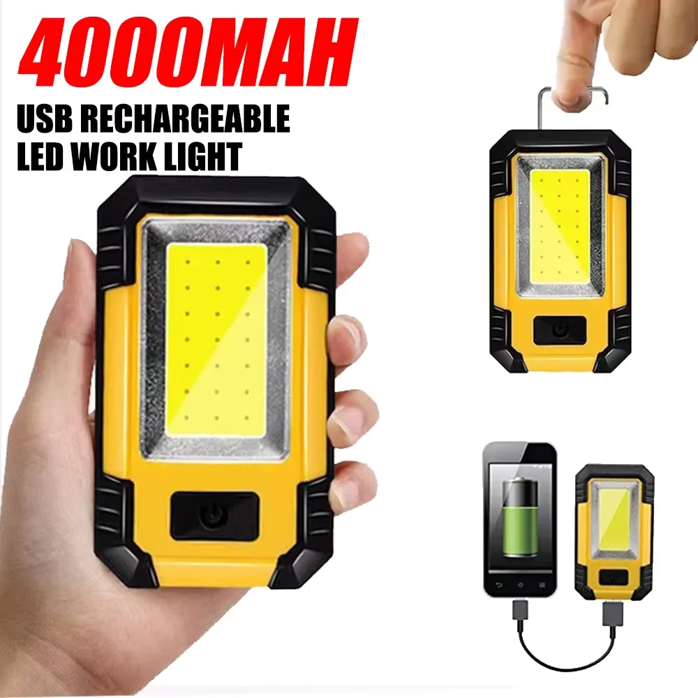充電式 4000mAh 作業灯 超高輝度 COB フラッシュ - Outdoor Camping Lighting のレビューと価格