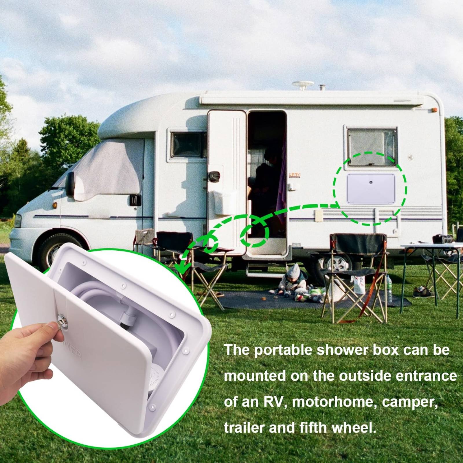 RV 外部シャワーボックス コンパクト RV 屋外シャワーキ - Outdoor Camping Shower のレビューと価格