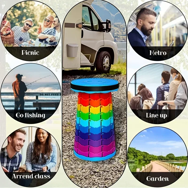レインボー伸縮式キャンプスツール ポータブル 厚手 折りたた - Outdoor Camping Table And Chairs のレビューと価格