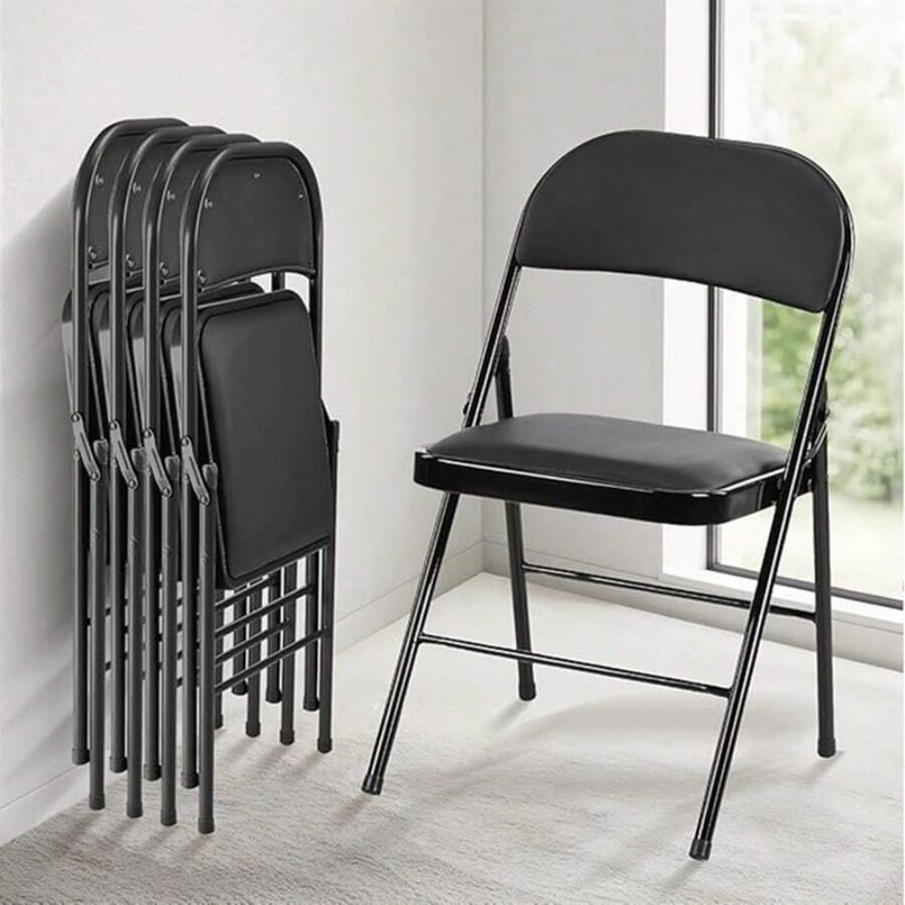 折りたたみ椅子4脚セット、革張りのパッド入り折りたたみ椅子、 - Outdoor Camping Chairs Folding のレビューと価格