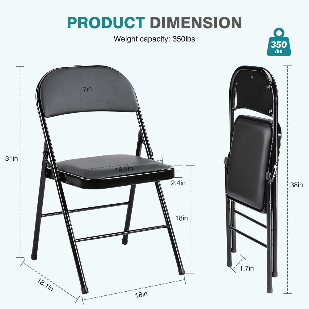 折りたたみ椅子4脚セット、革張りのパッド入り折りたたみ椅子、 - Outdoor Camping Chairs Folding のレビューと価格