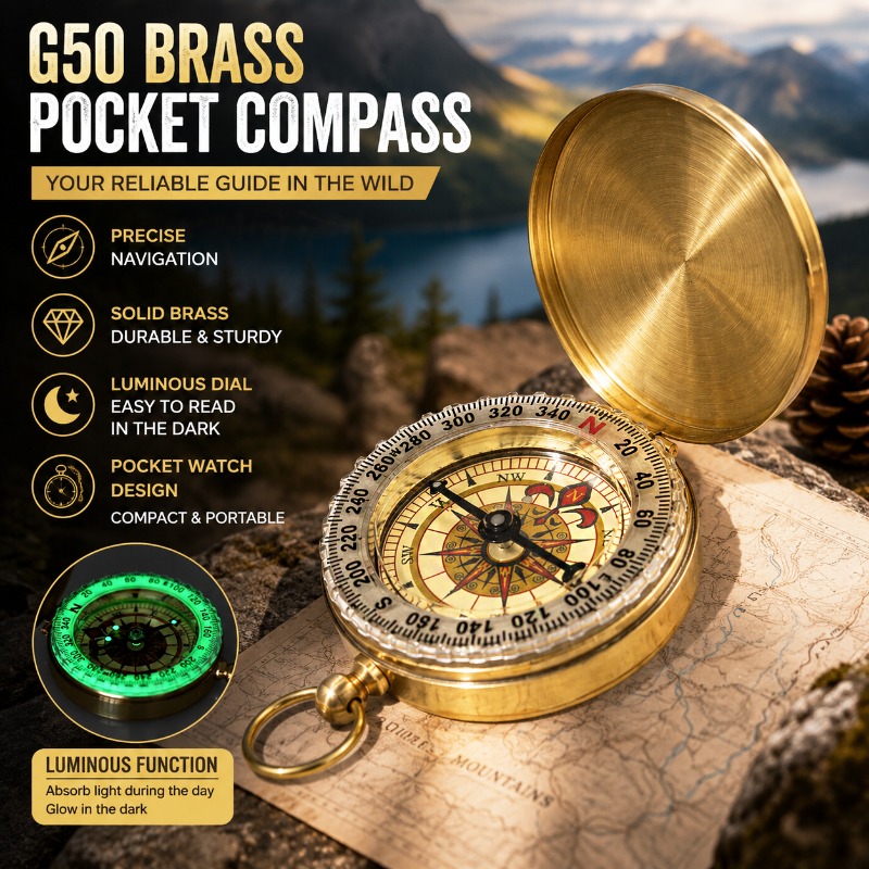 50mm真鍮製ポケットコンパス、夜光ナビゲーションツール、フ - Outdoor Camping Direct のレビューと価格