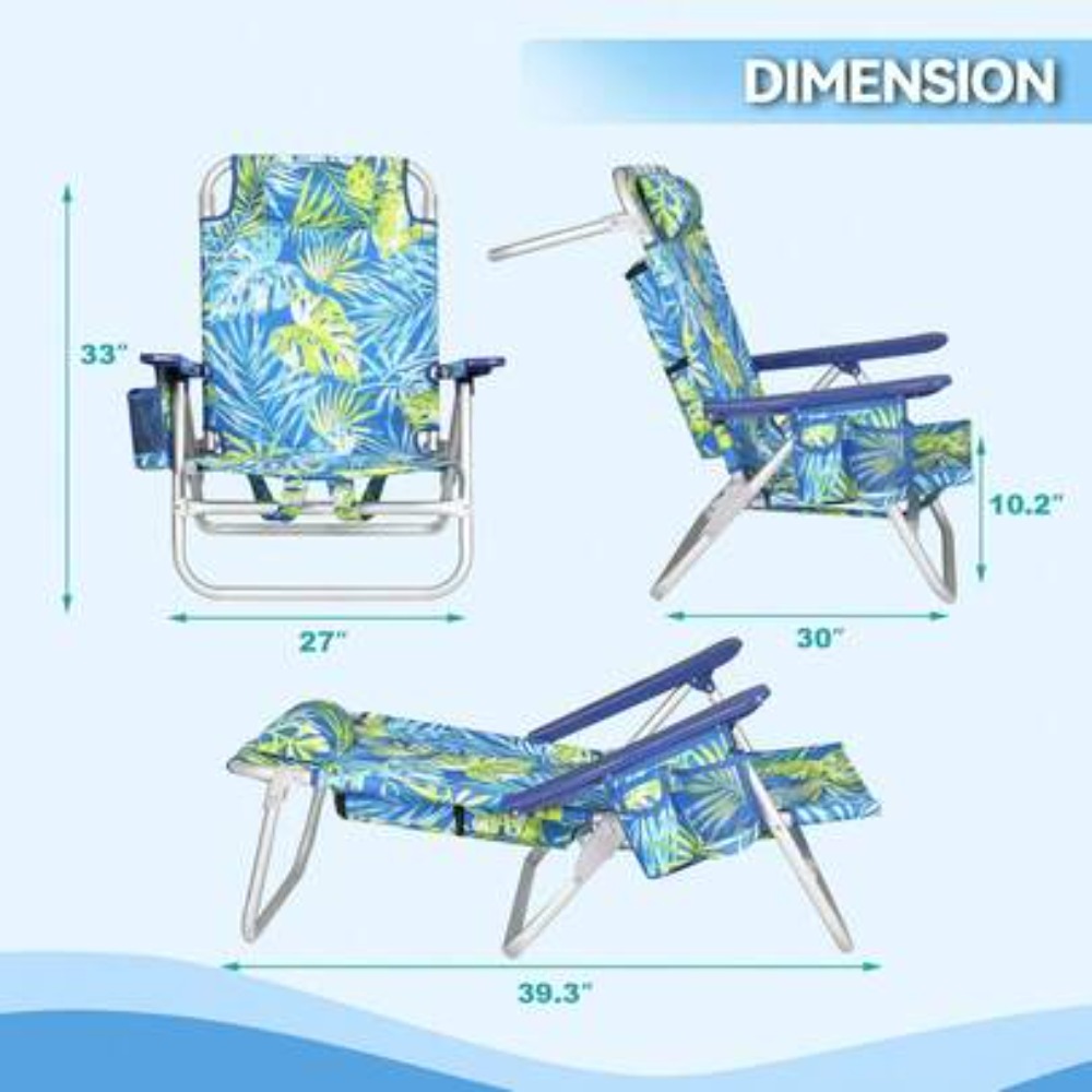 大人用折りたたみ式バックパックビーチチェア、ヘッドレスト、タ - Outdoor Camping Recliner のレビューと価格