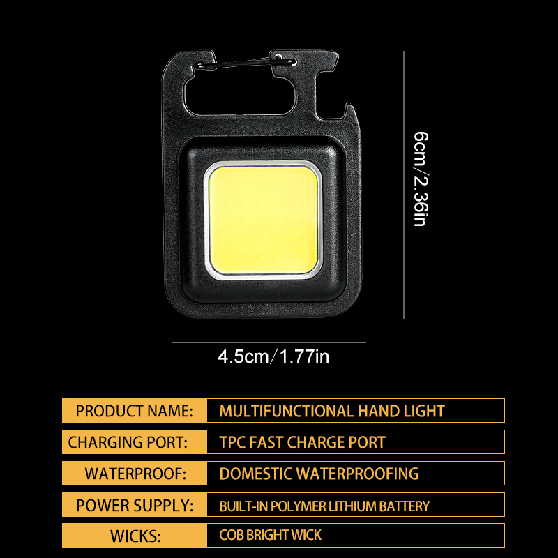 超高輝度で便利な携帯用ミニCOBキーホルダー懐中電灯、充電式 - Outdoor Camping Lighting のレビューと価格