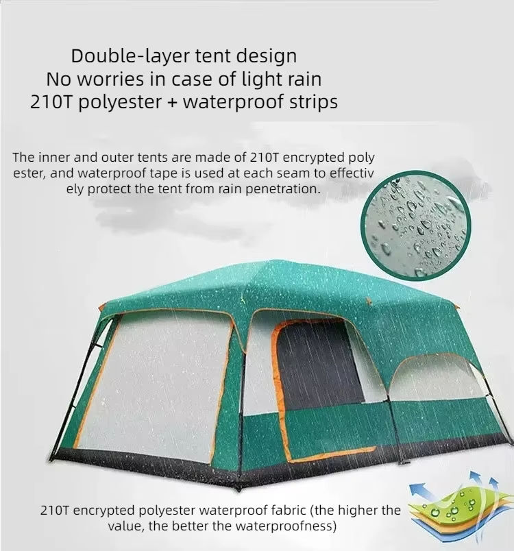 高級大型キャンプテント、2寝室1リビングルーム、防水・防風・ - Outdoor Camping Furniture のレビューと価格