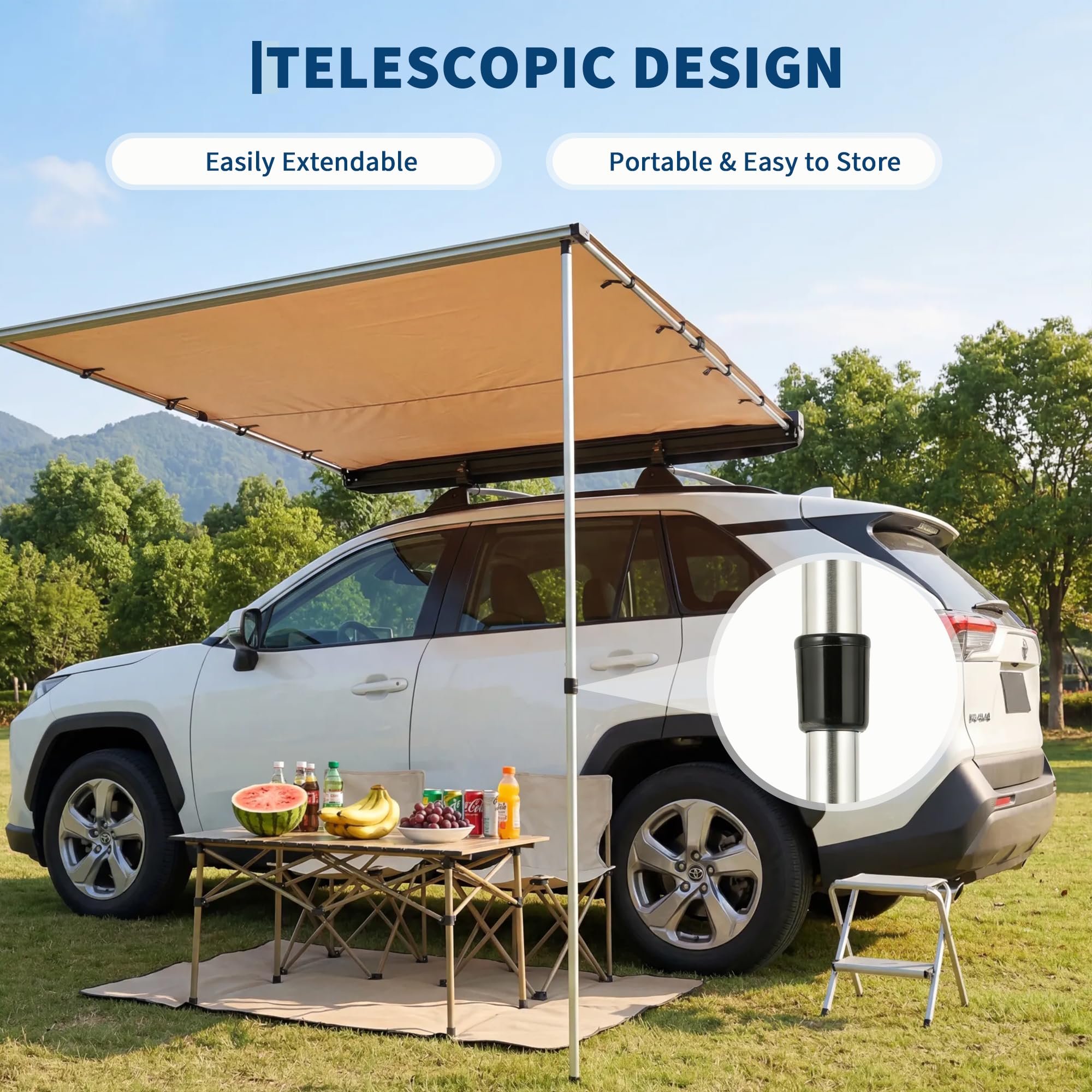 SUVトラックバン用ルーフラックオーニング - 格納式サイド - Outdoor Camping Van のレビューと価格