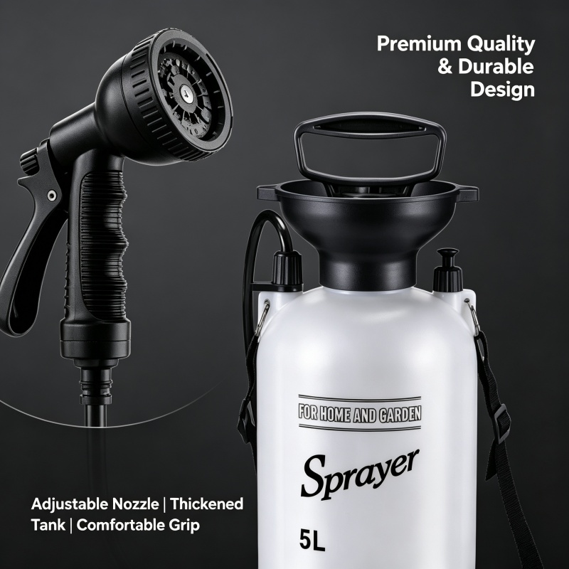 5L携帯用キャンプシャワー手動圧力噴霧器、調整可能なノズル付 - Outdoor Camping Shower のレビューと価格